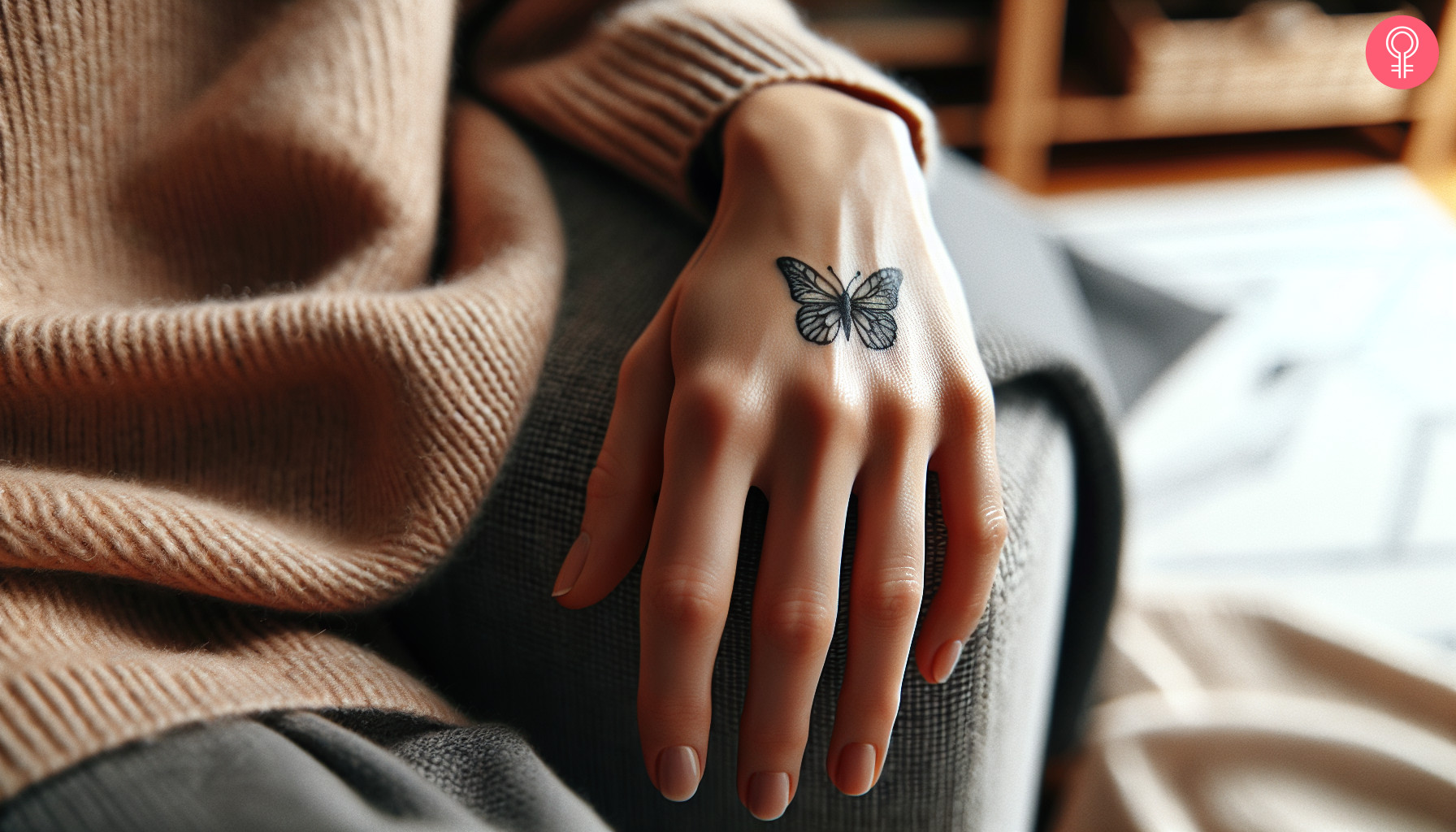 Delicate butterfly tattoo on the hand