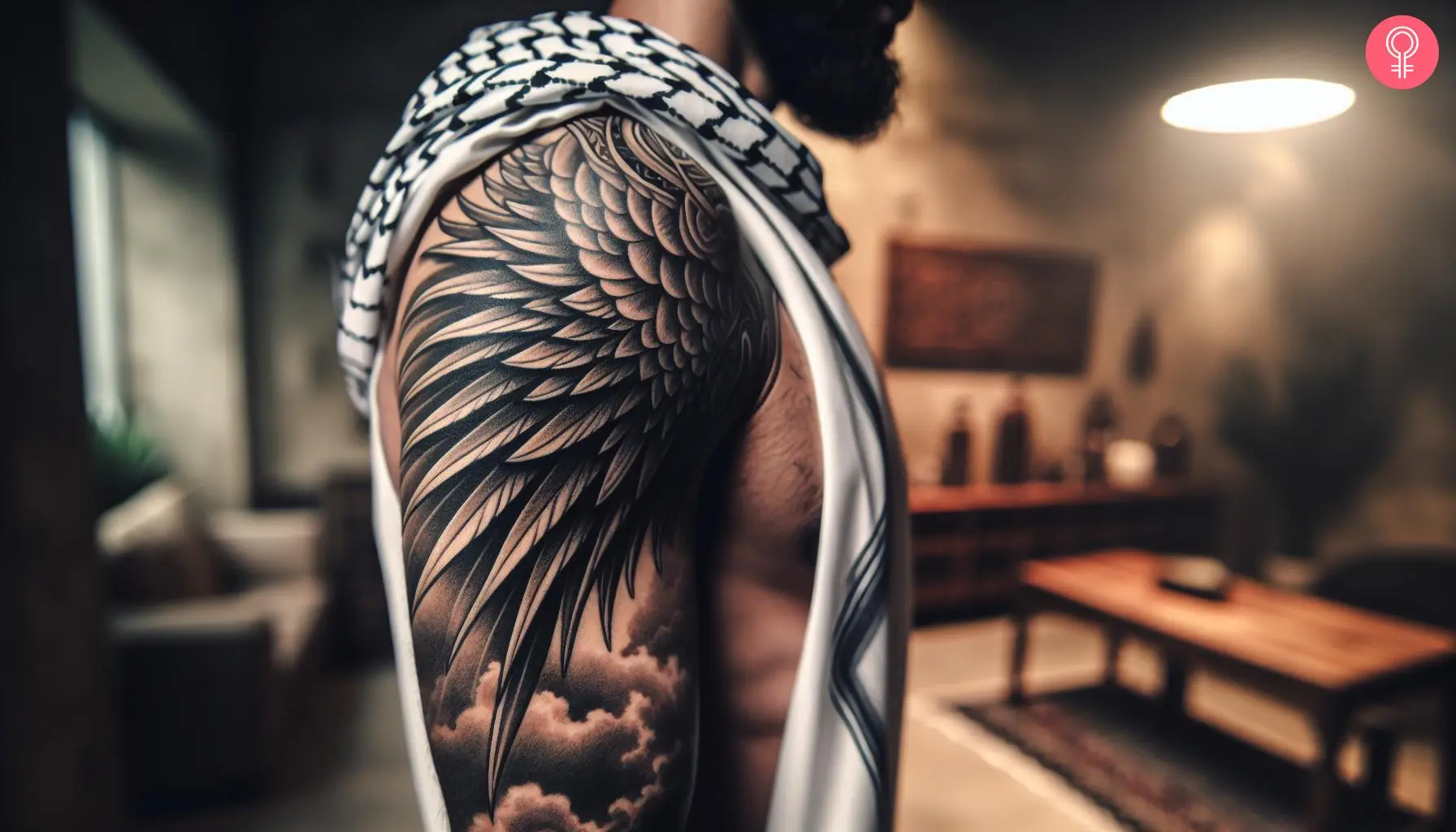 Devil wings tattoo on the arm of a man