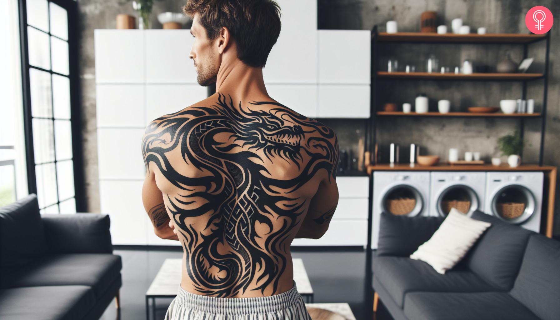 Dragon Tribal tattoo on the back