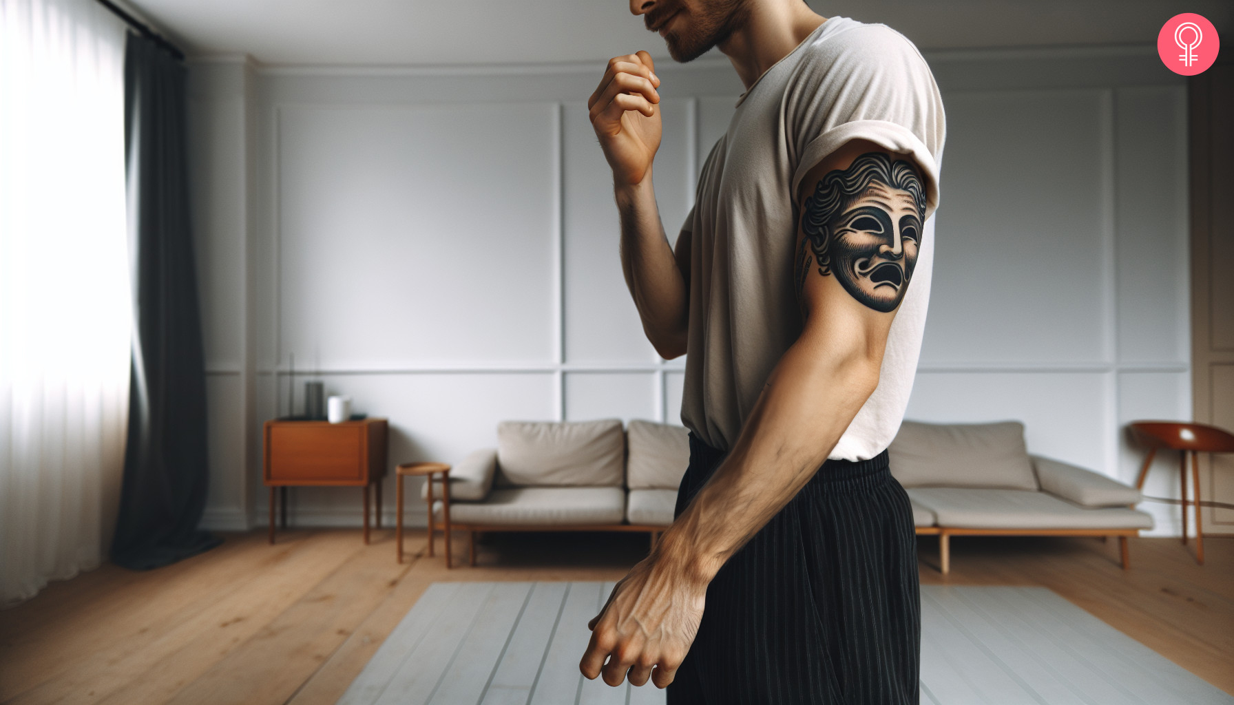 Drama mask tattoo for men