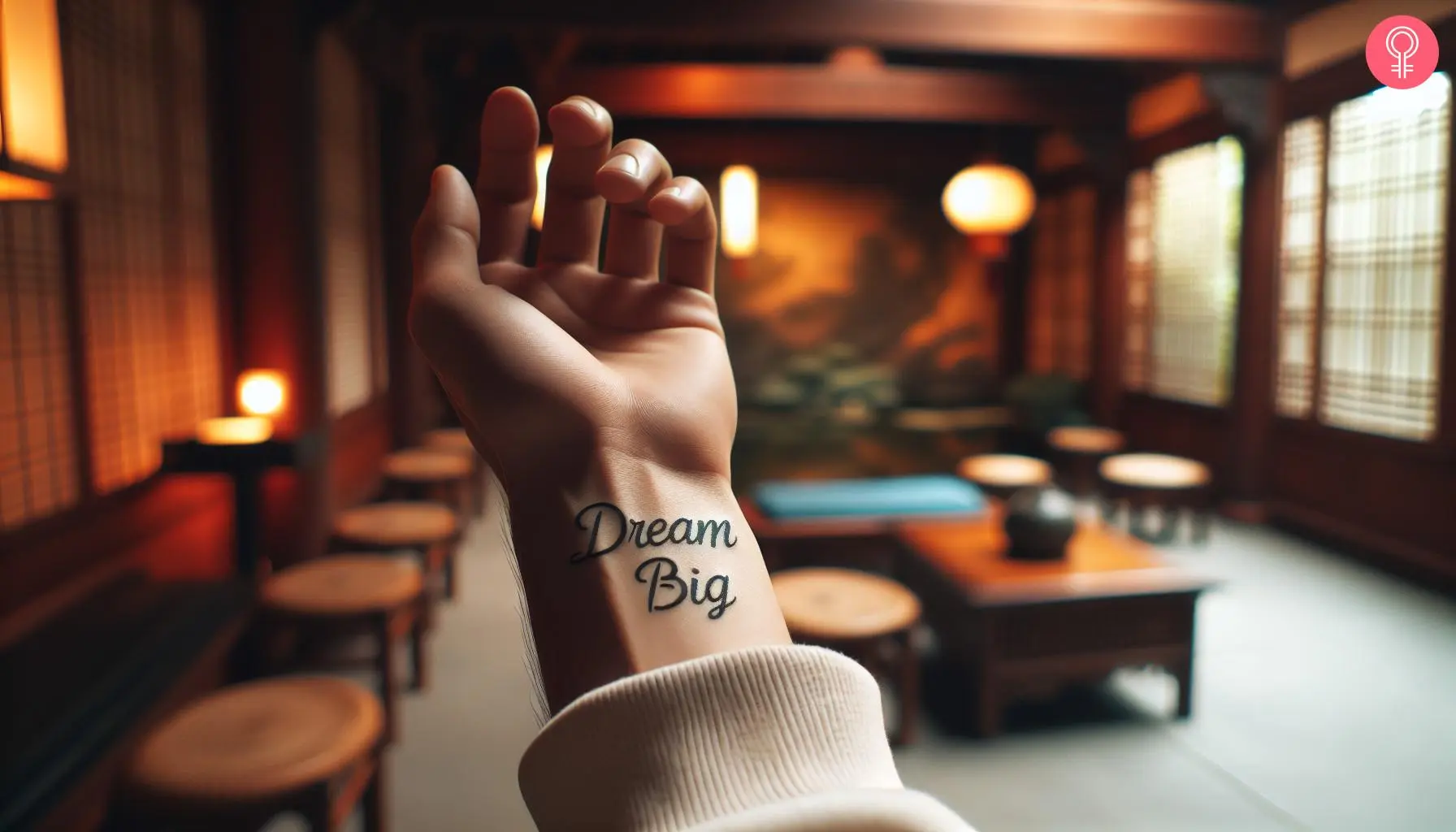 Dream big tattoo on the wrist of a man