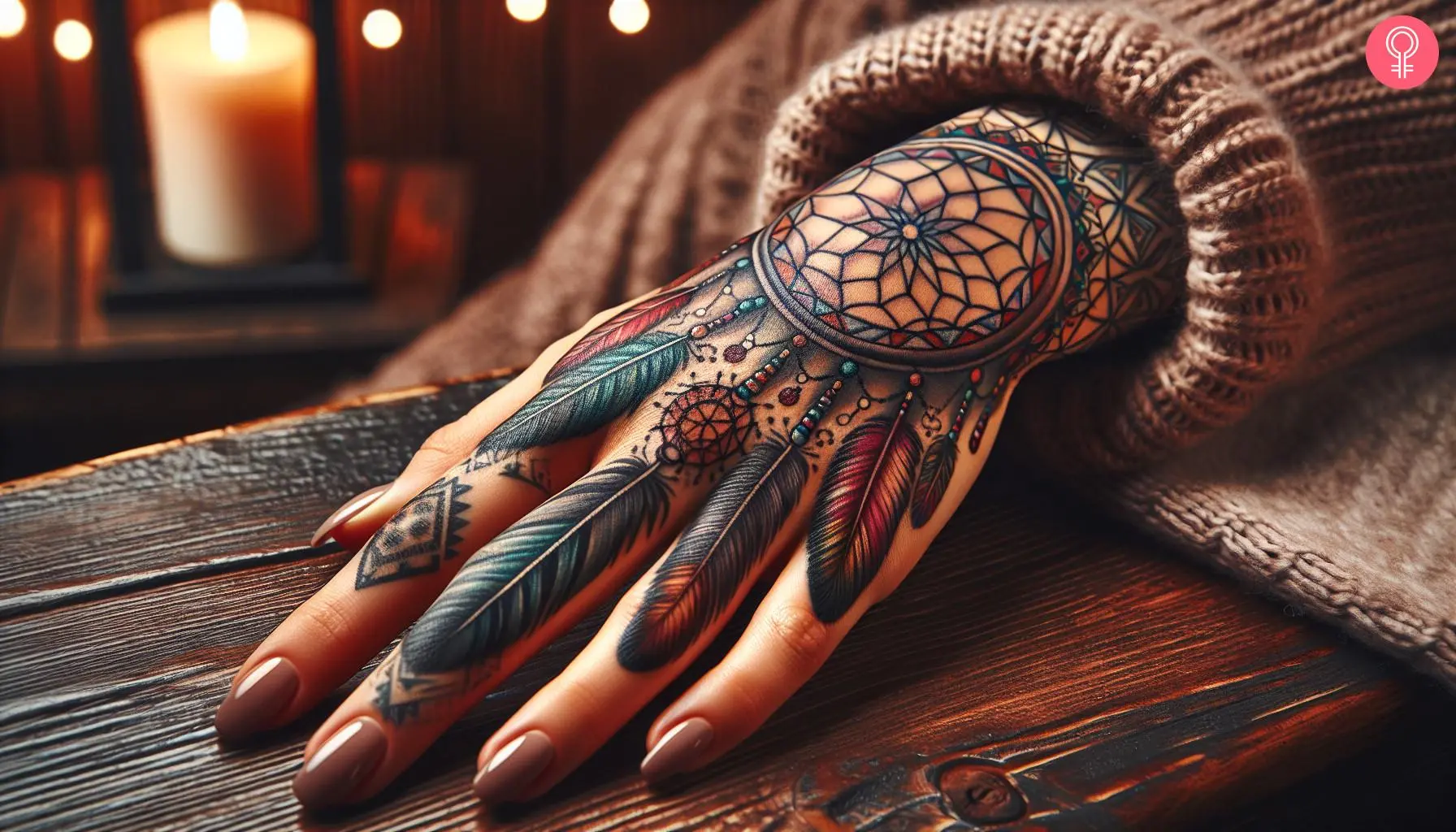 Dream tattoo design on the hand of a woman