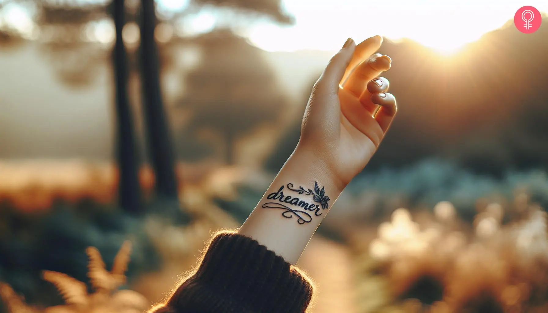 A woman with a dreamer tattoo on her wrist