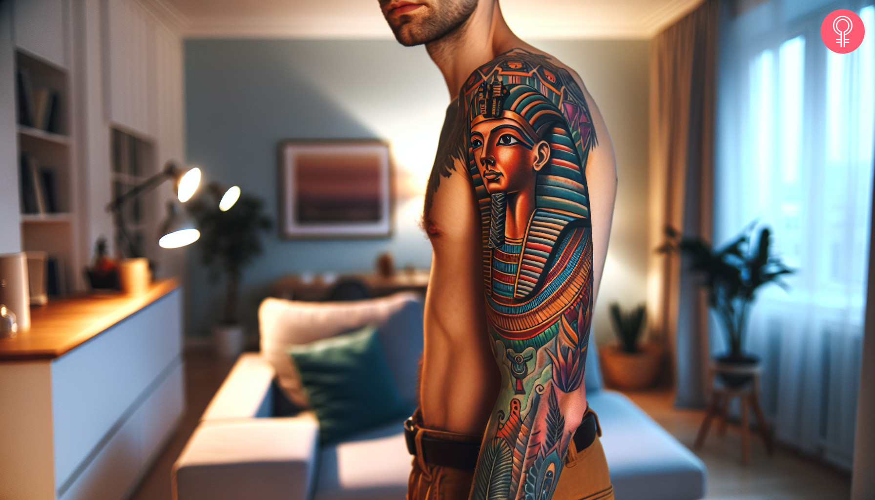 Egyptian pharaoh tattoo on the arm of a man