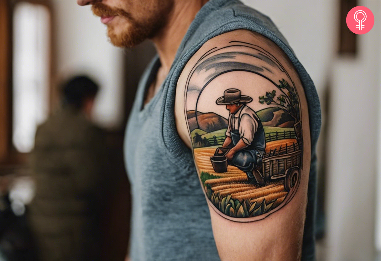 Farming tattoo for men