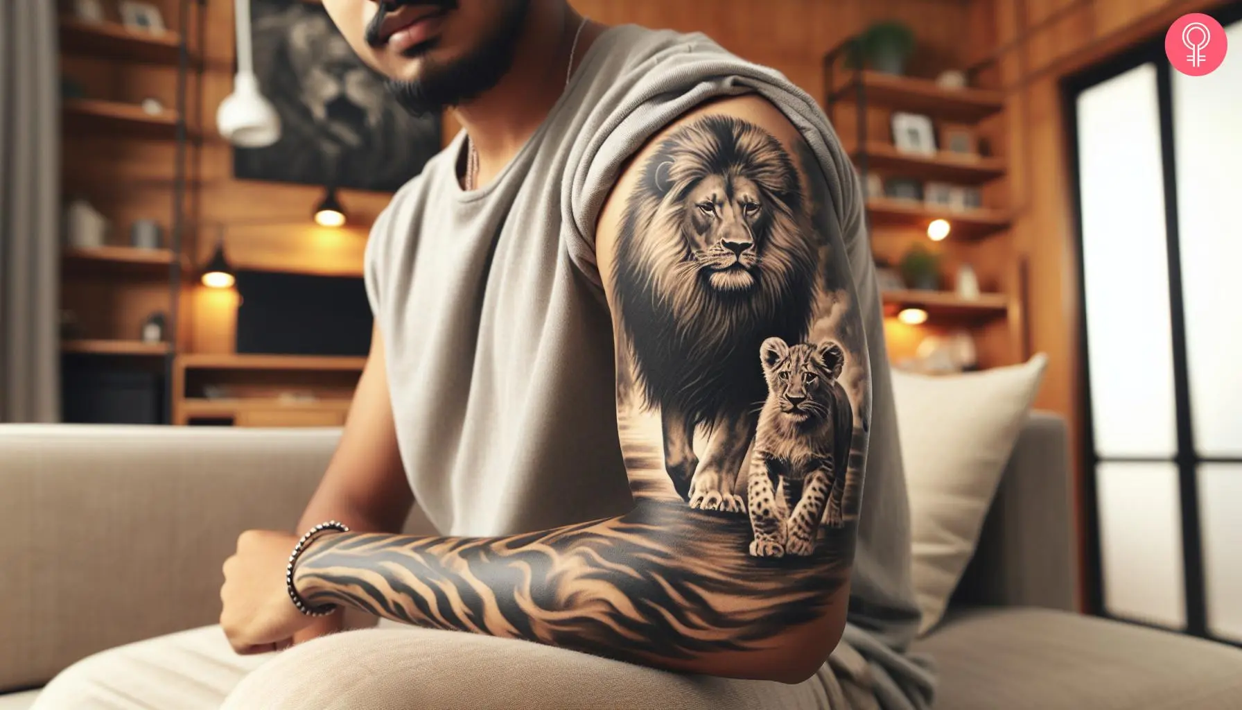 Father and son lion and cub tattoo