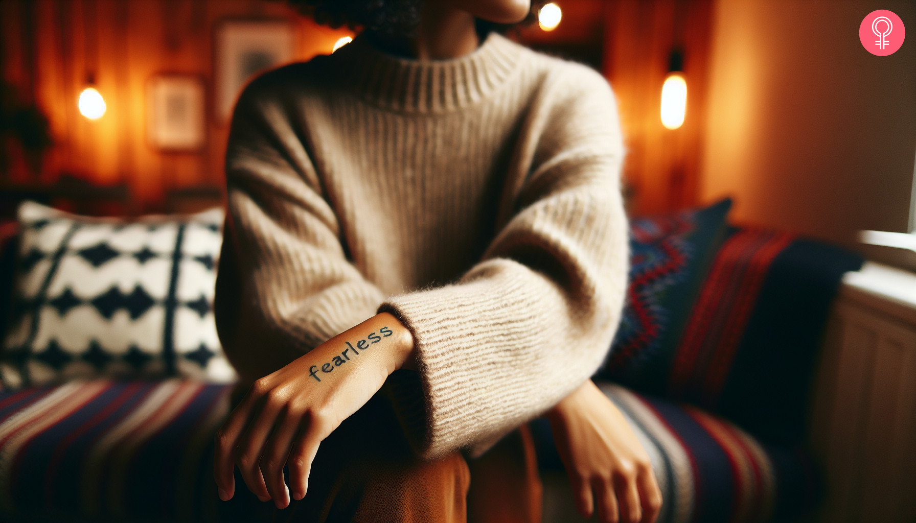 A fearless minimalist tattoo on a woman’s hand