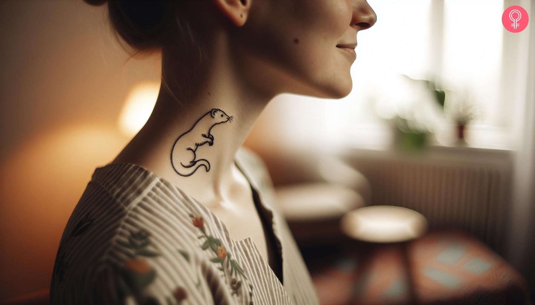 Ferret tattoo on the neck