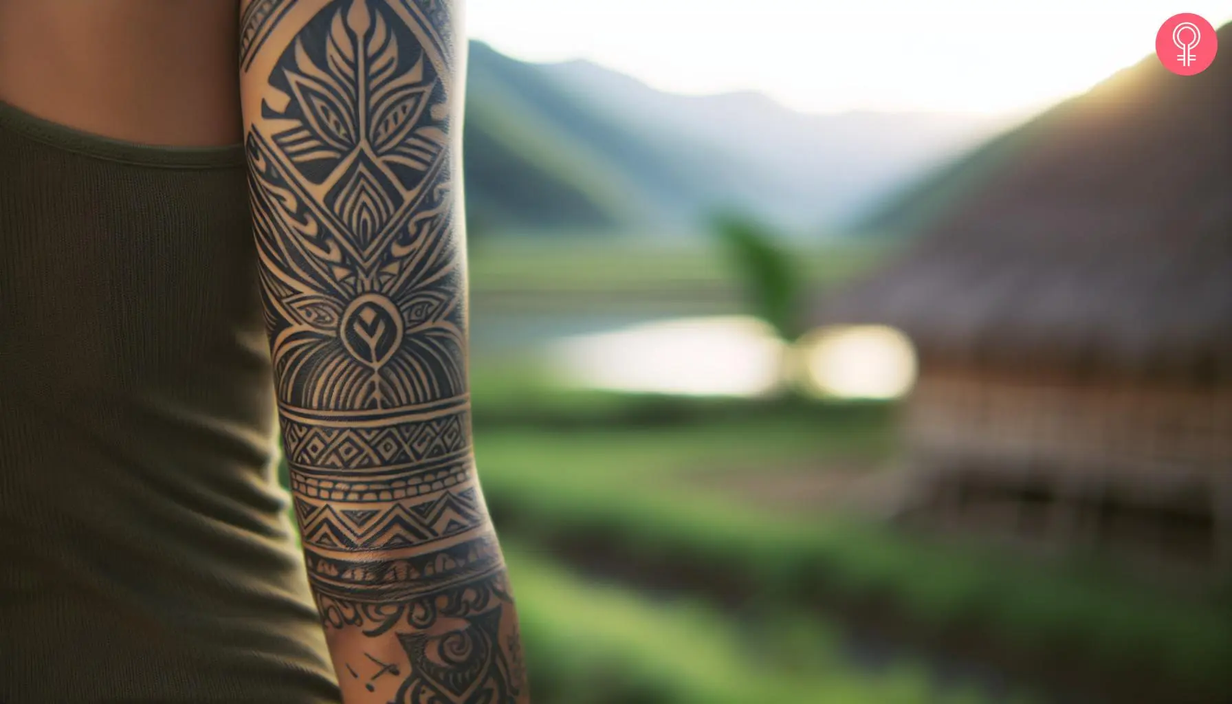 Filipino heritage tattoo on the arm of a woman