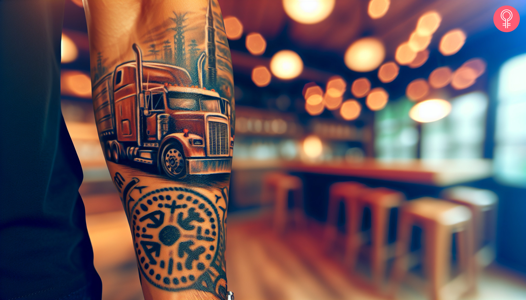 Trucker tattoo on the forearm of a man