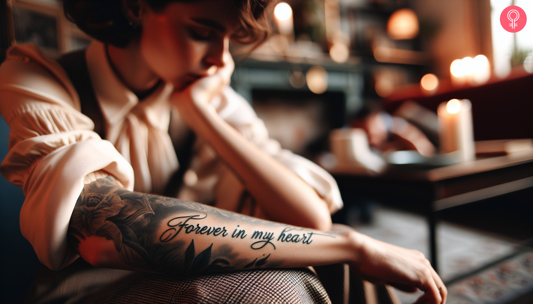 Forever in my heart’ tattoo on a woman’s arm