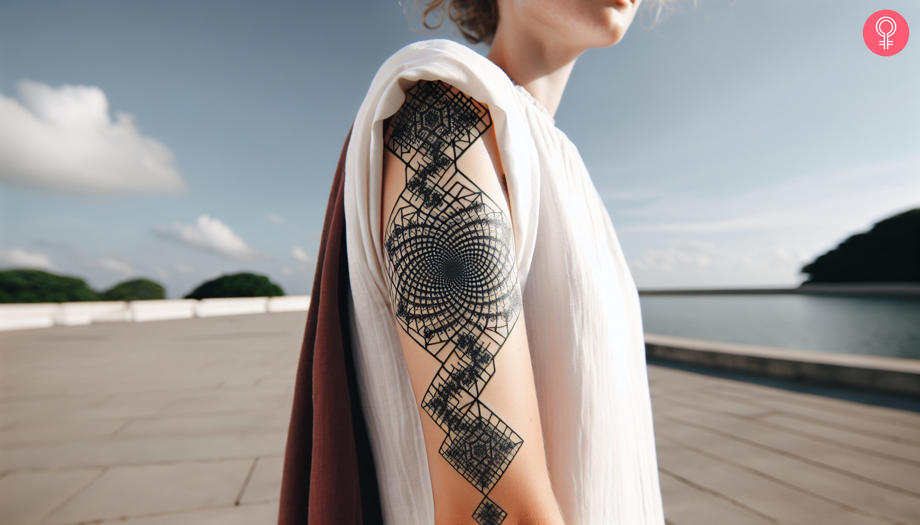 Fractal pattern tattoo on a woman’s arm