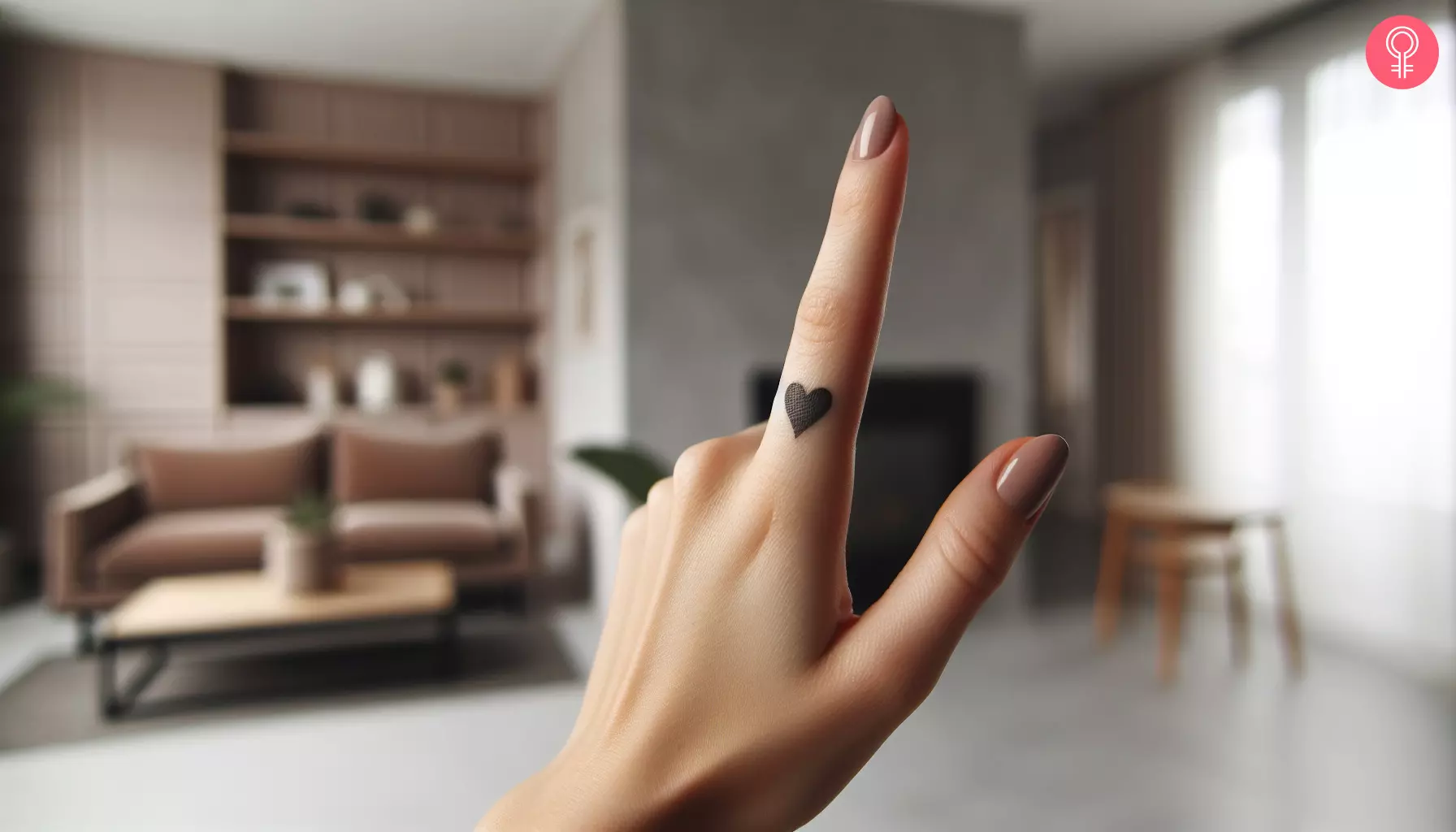 A tiny heart-shaped freehand finger tattoo