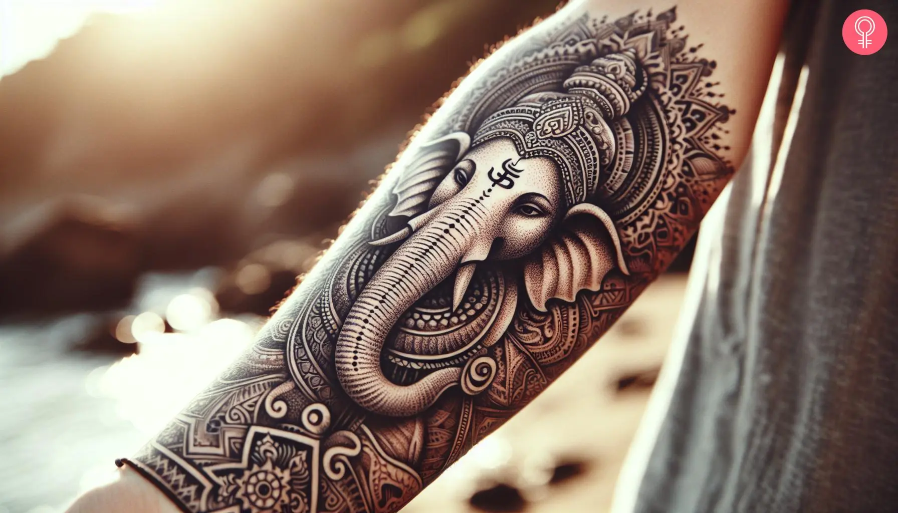 Ganesh tattoo on the forearm of a woman