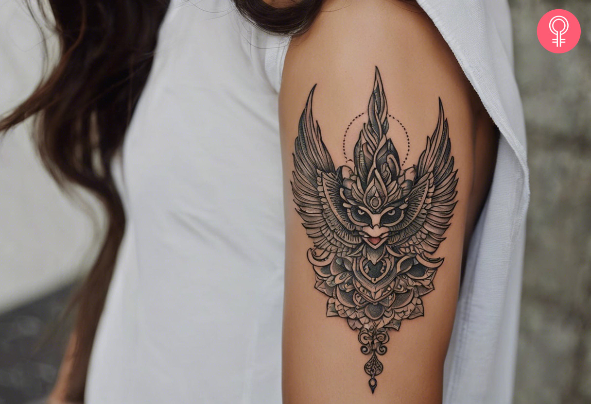 Woman with Garuda tattoo on her arm