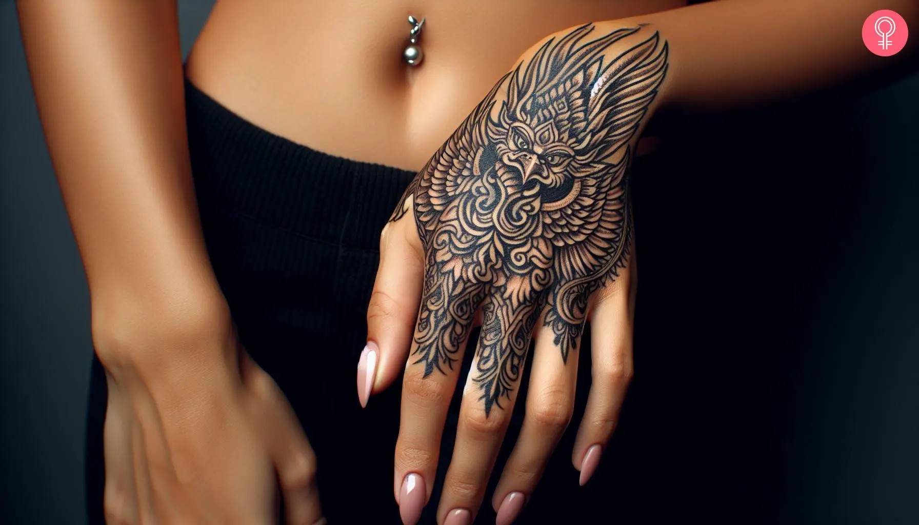 Woman with Garuda tattoo on her hand