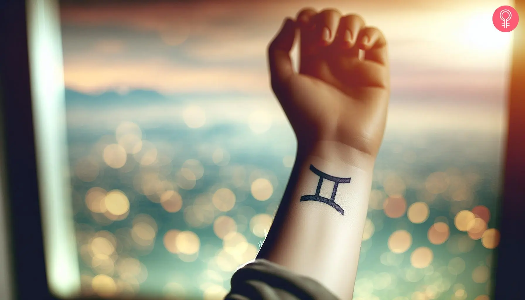 Gemini tattoo design on the wrist of a woman