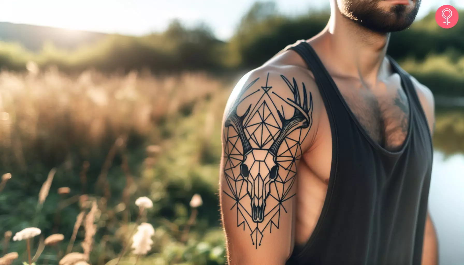 Geometric Animal Skull Tattoo