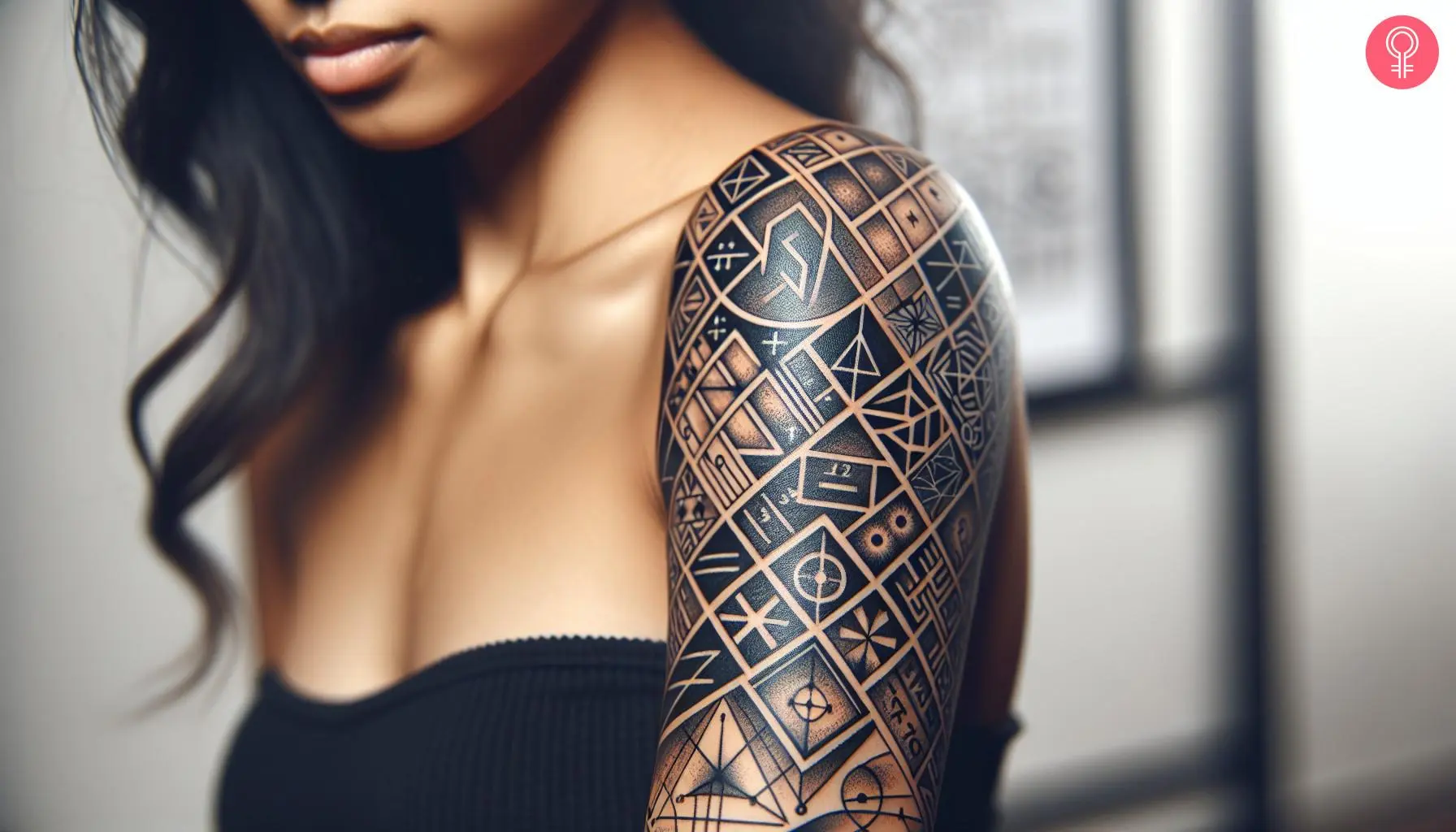 Geometric math tattoo on the upper arm