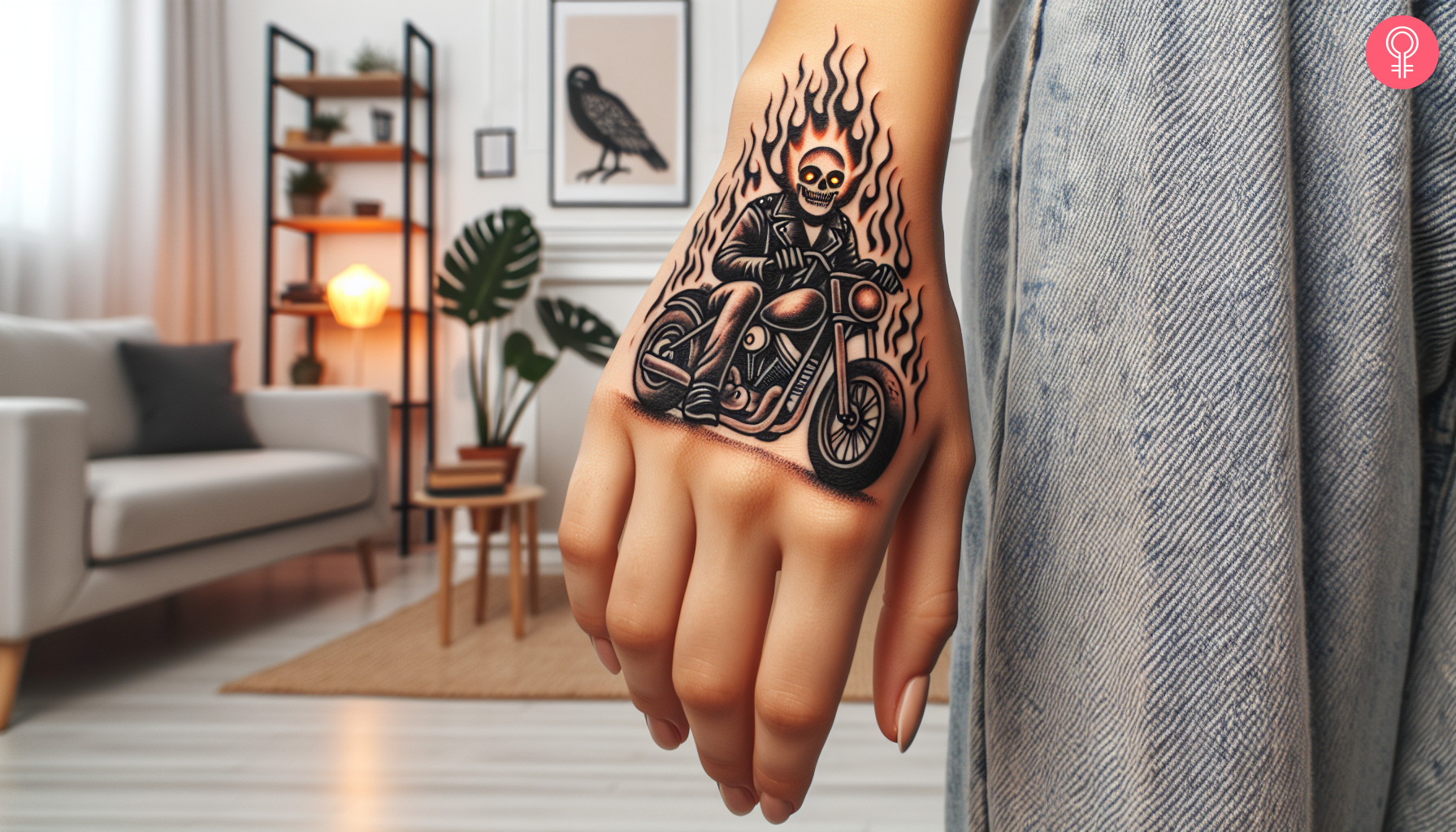 A Ghost Rider hand tattoo