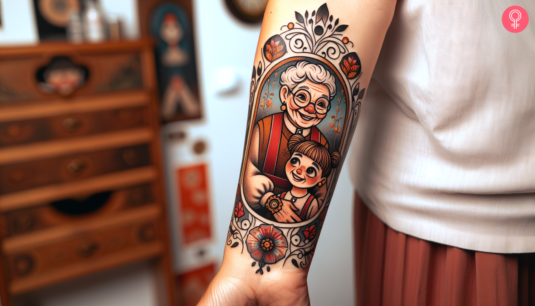 Tattooing Grandchildren on Grandma's Forearm