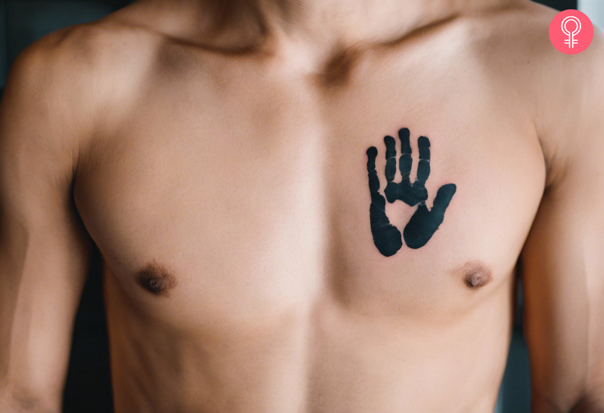 Handprint Tattoo On Chest