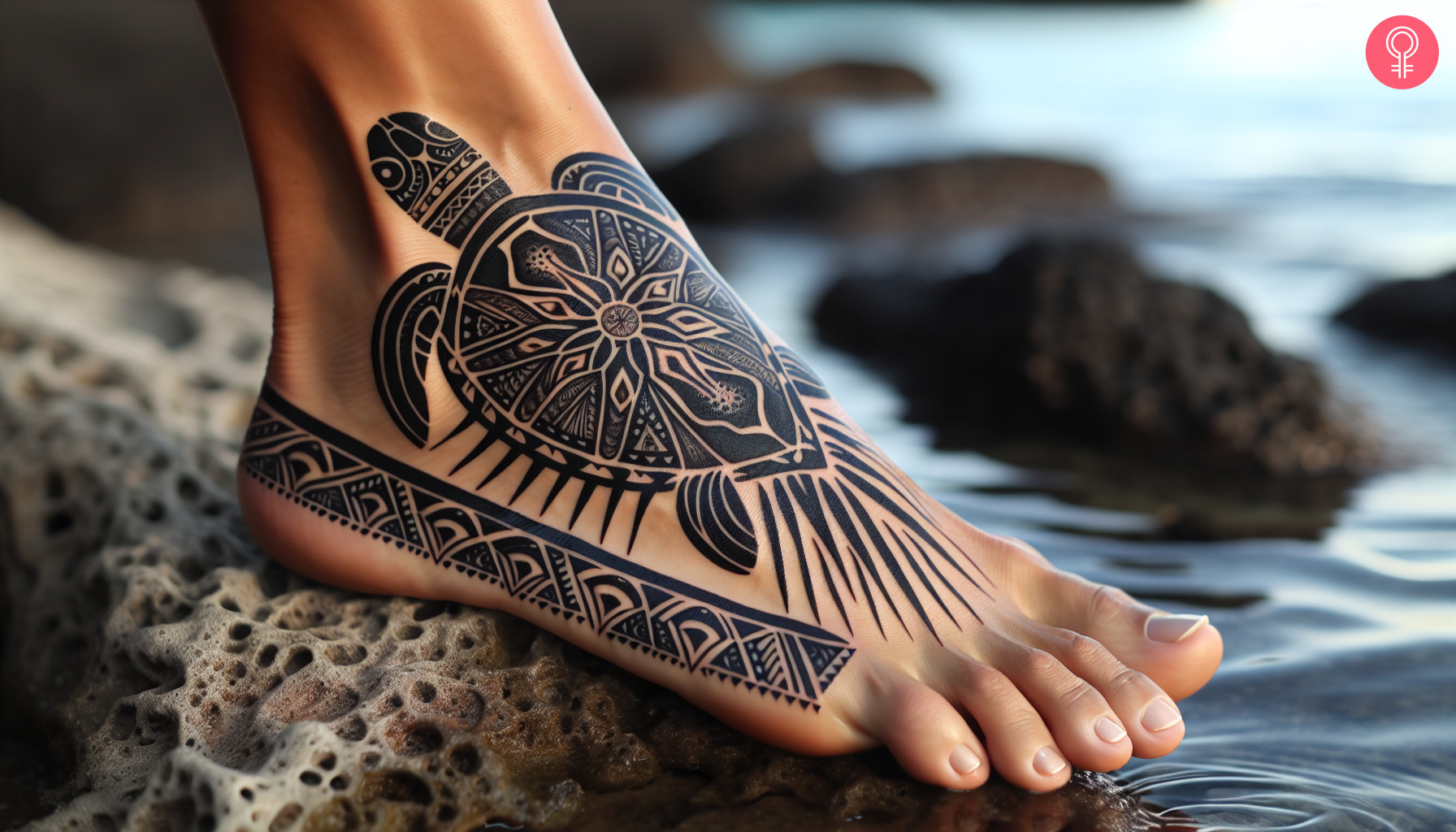Hawaiian turtle tattoo on the foot