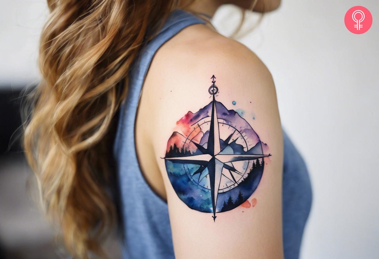 Hiking compass tattoo