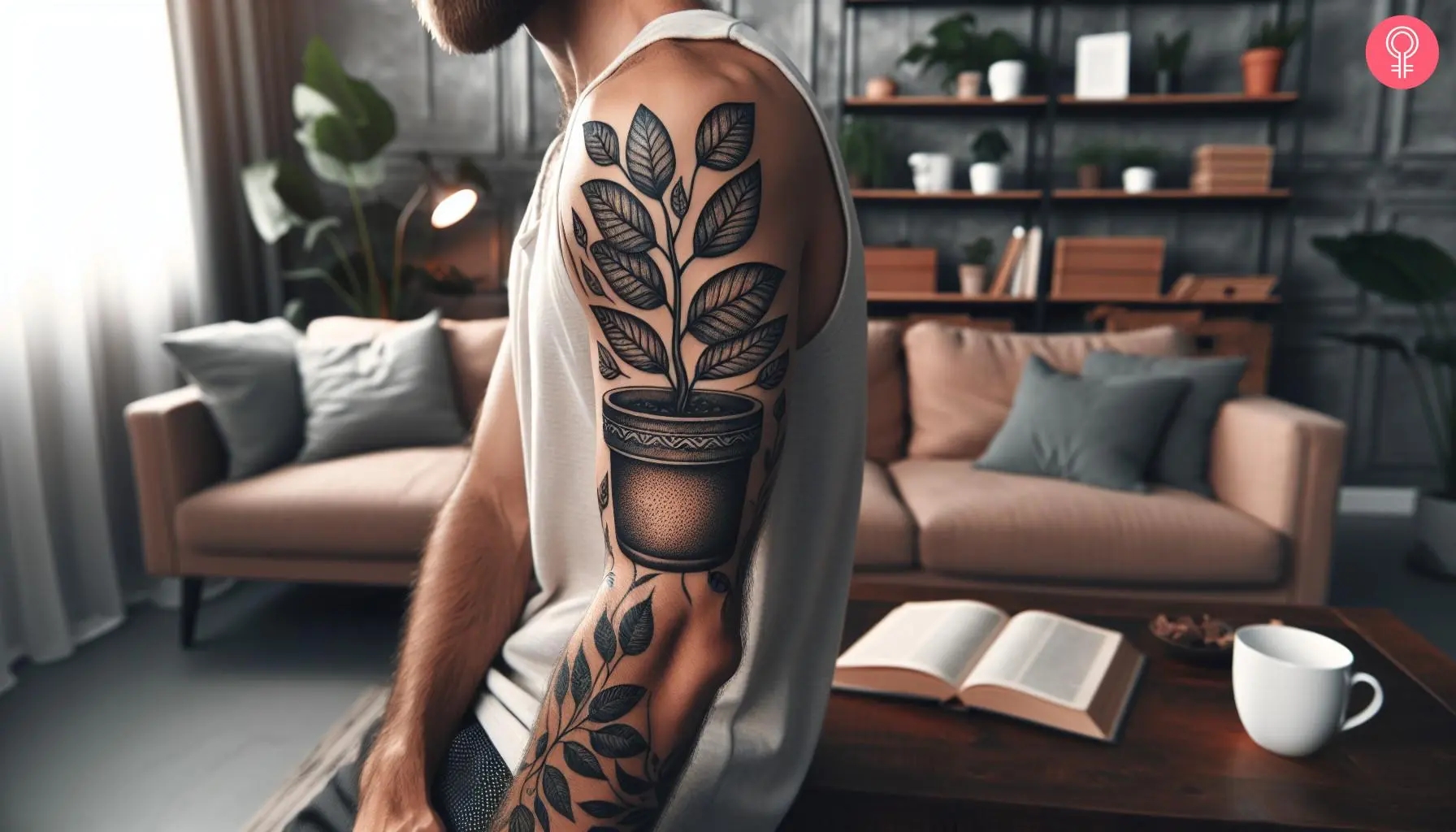 Houseplant tattoo on the sleeve