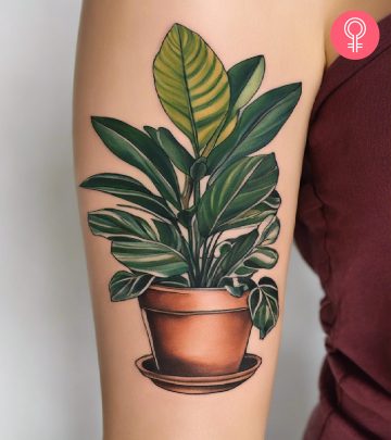 A colorful foliage tattoo on the back