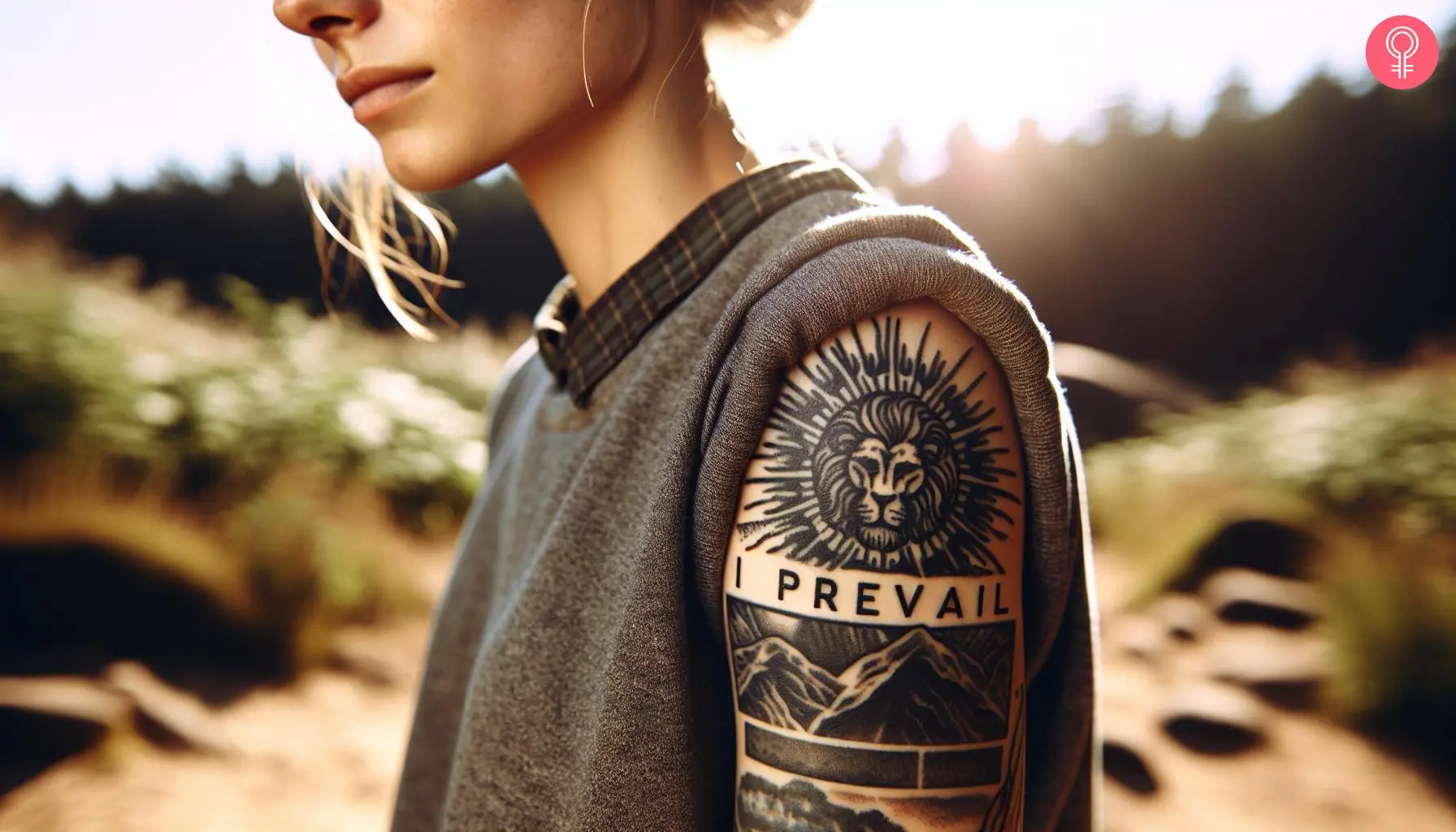 Woman with an ‘I Prevail’ trauma tattoo on the arm