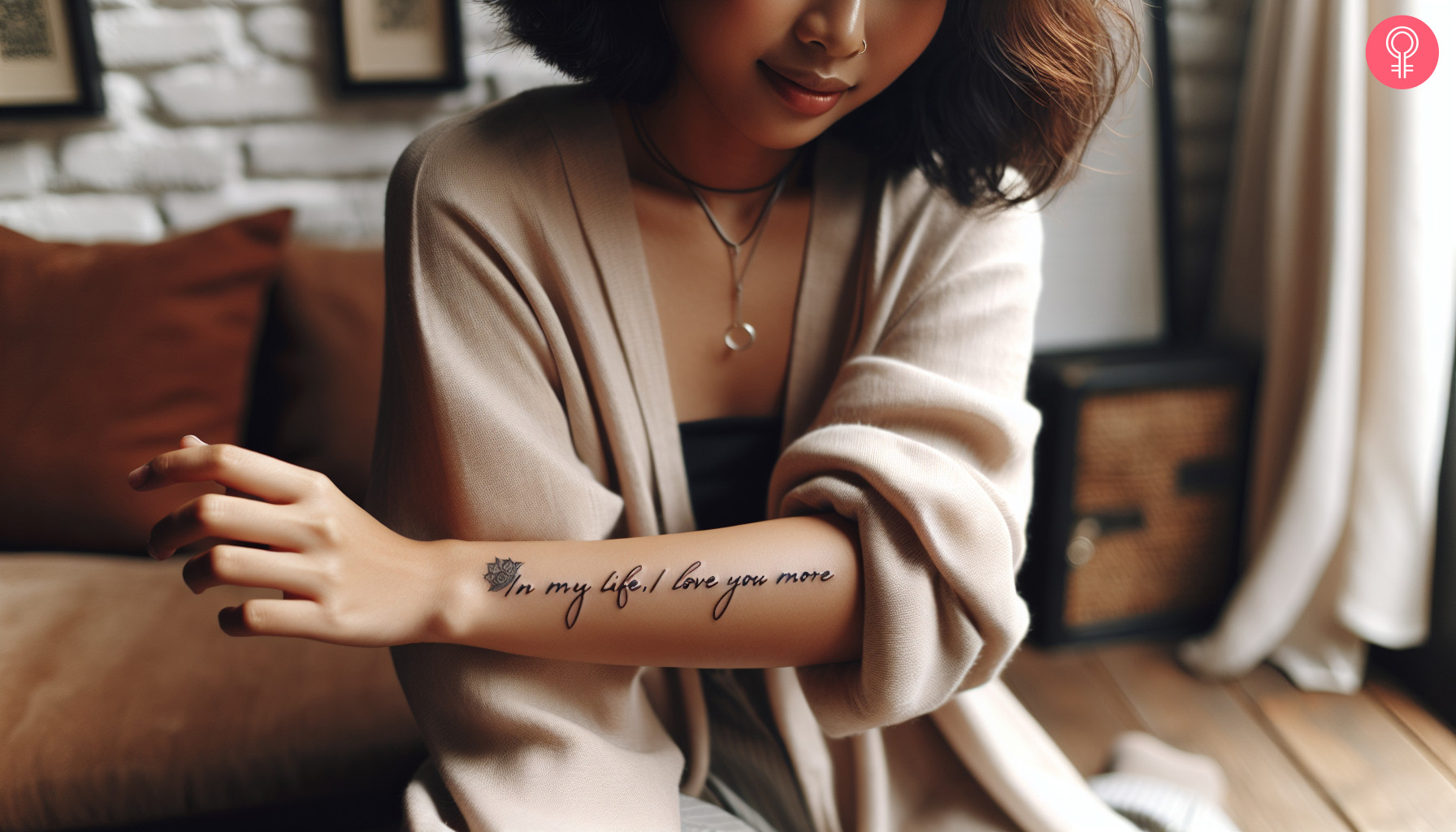 ‘In My Life’ Beatles tattoo on a woman’s forearm