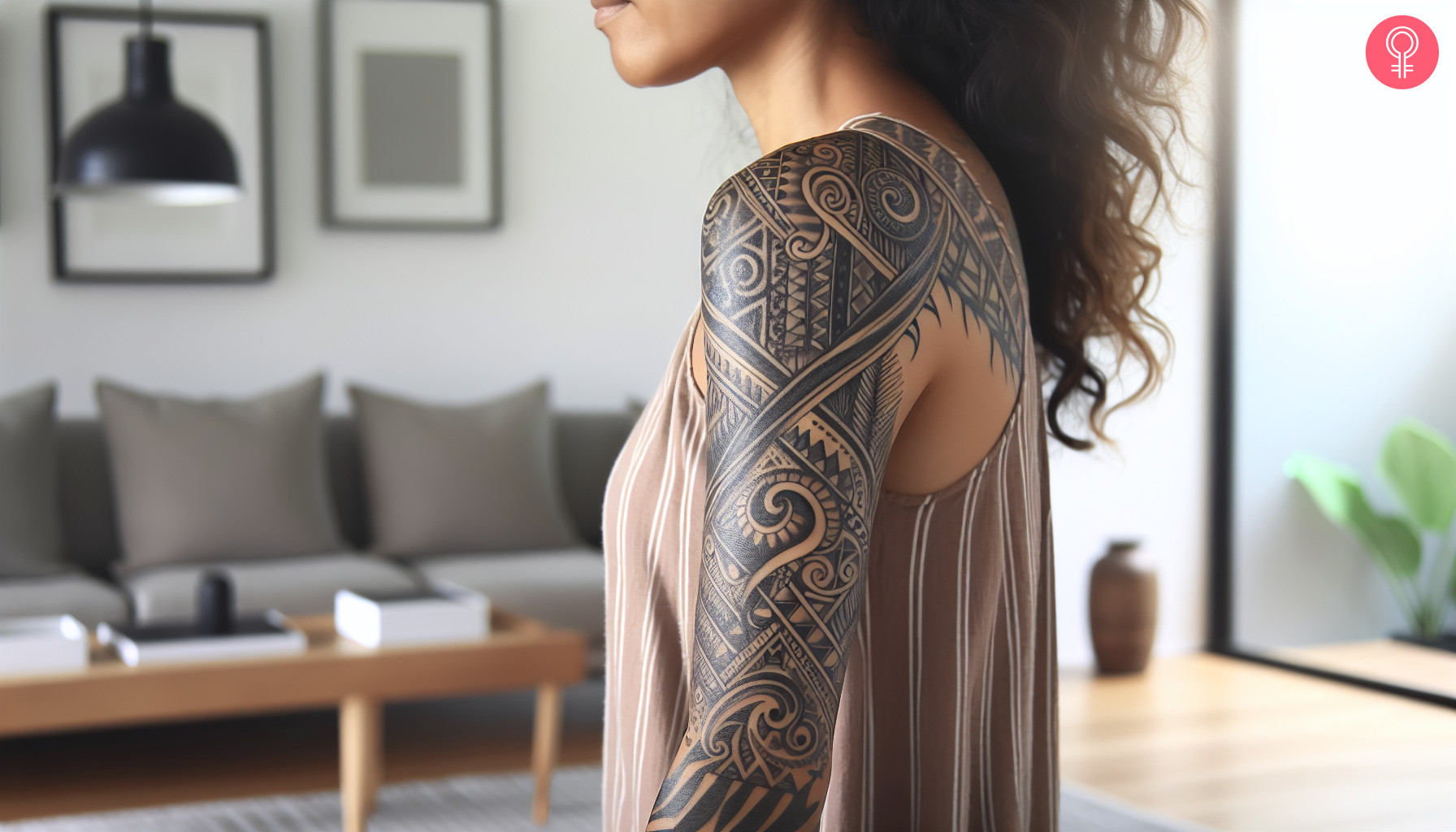 An intricate tribal tattoo sleeve