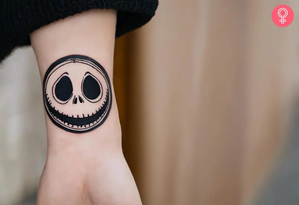 Jack Skellington’s face tattoo on the wrist