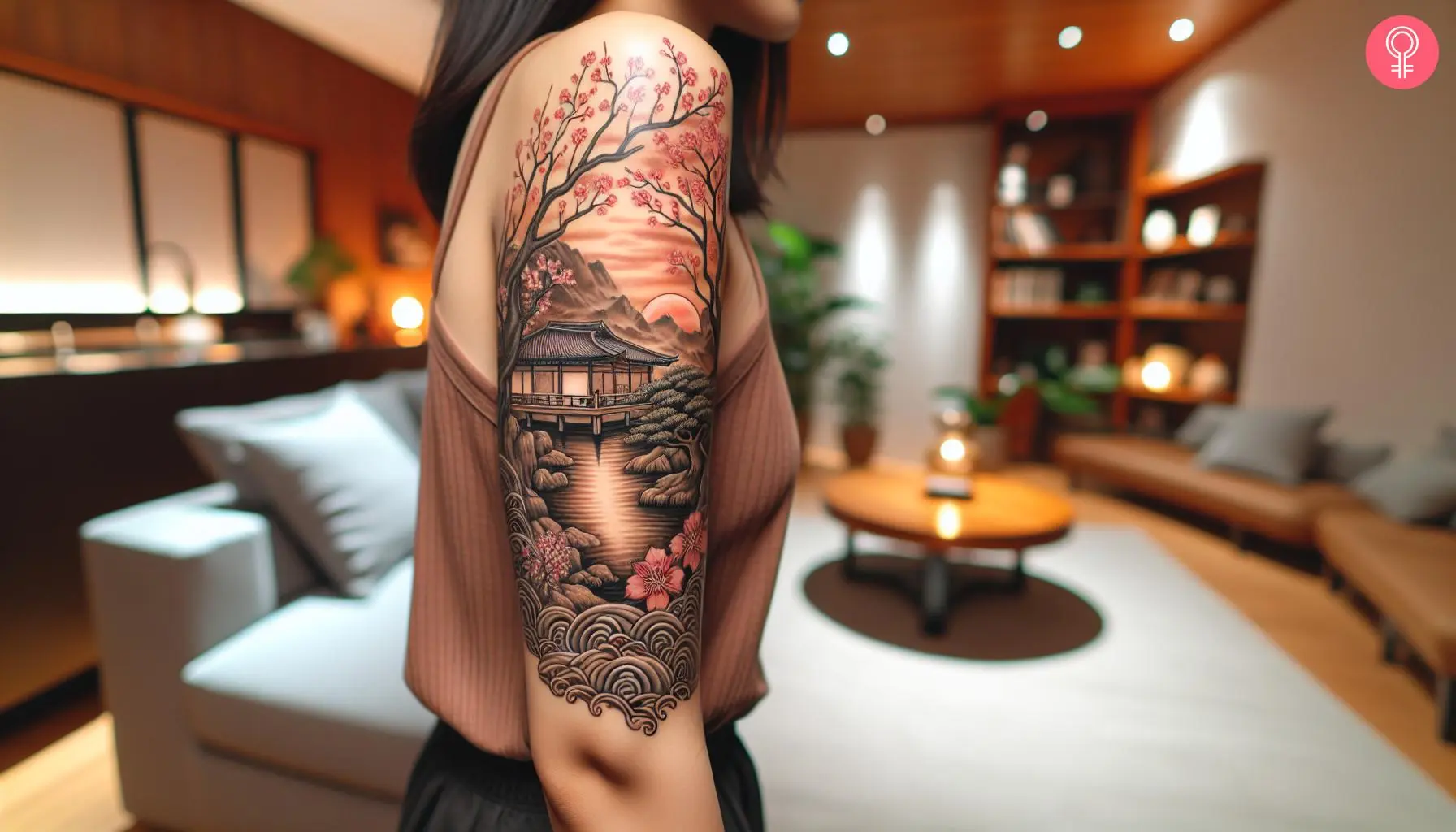 Japanese Garden tattoo on the upper arm