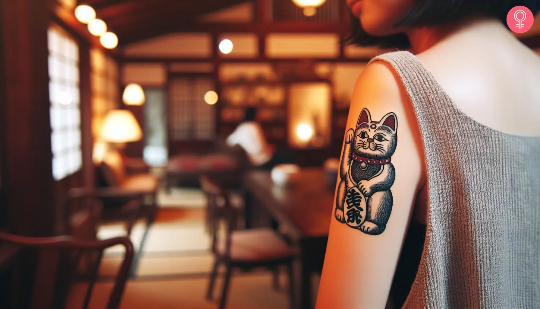 Japanese philosophy tattoo on the arm of a woman