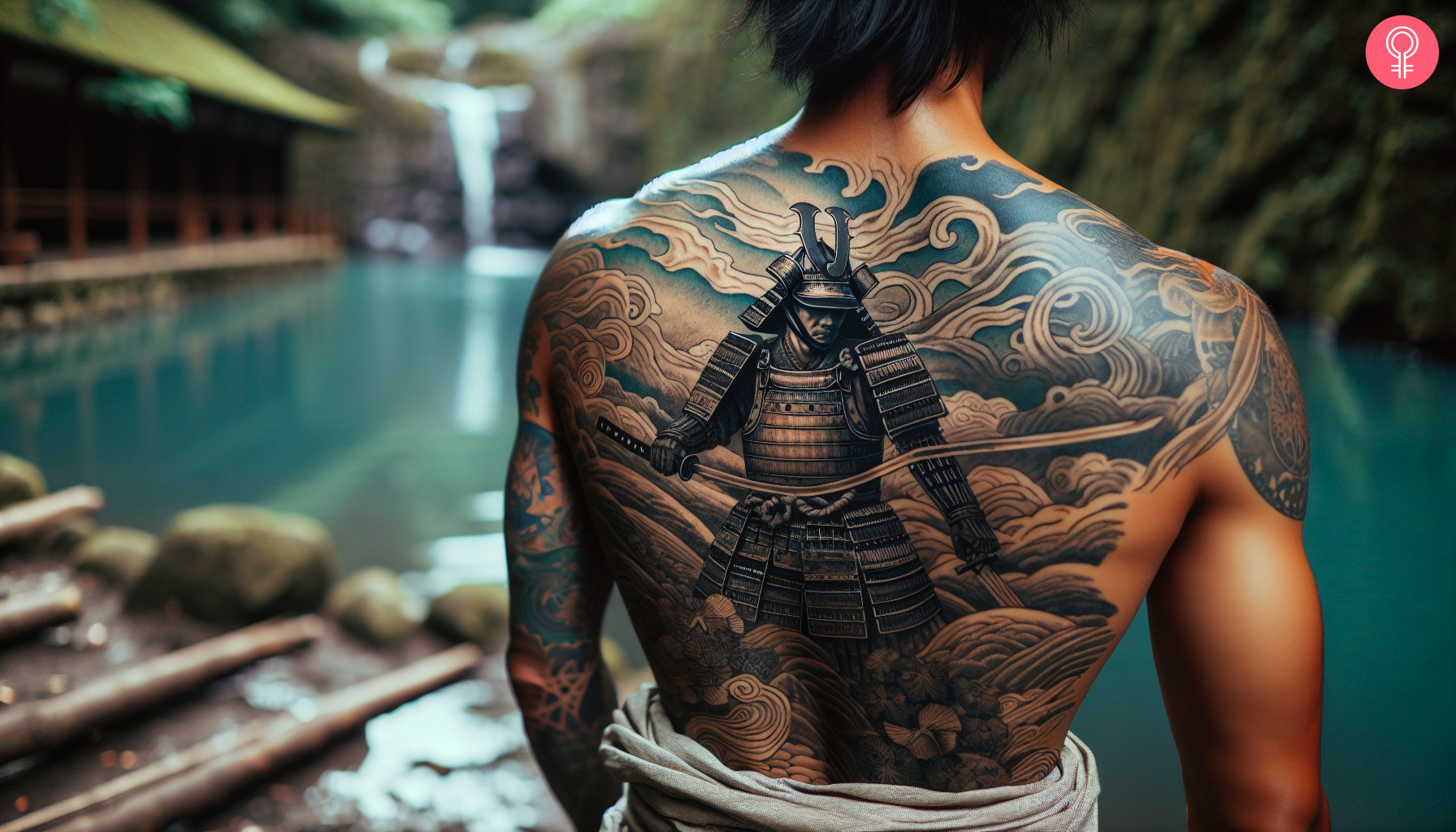 Japanese samurai tattoo on a man’s back