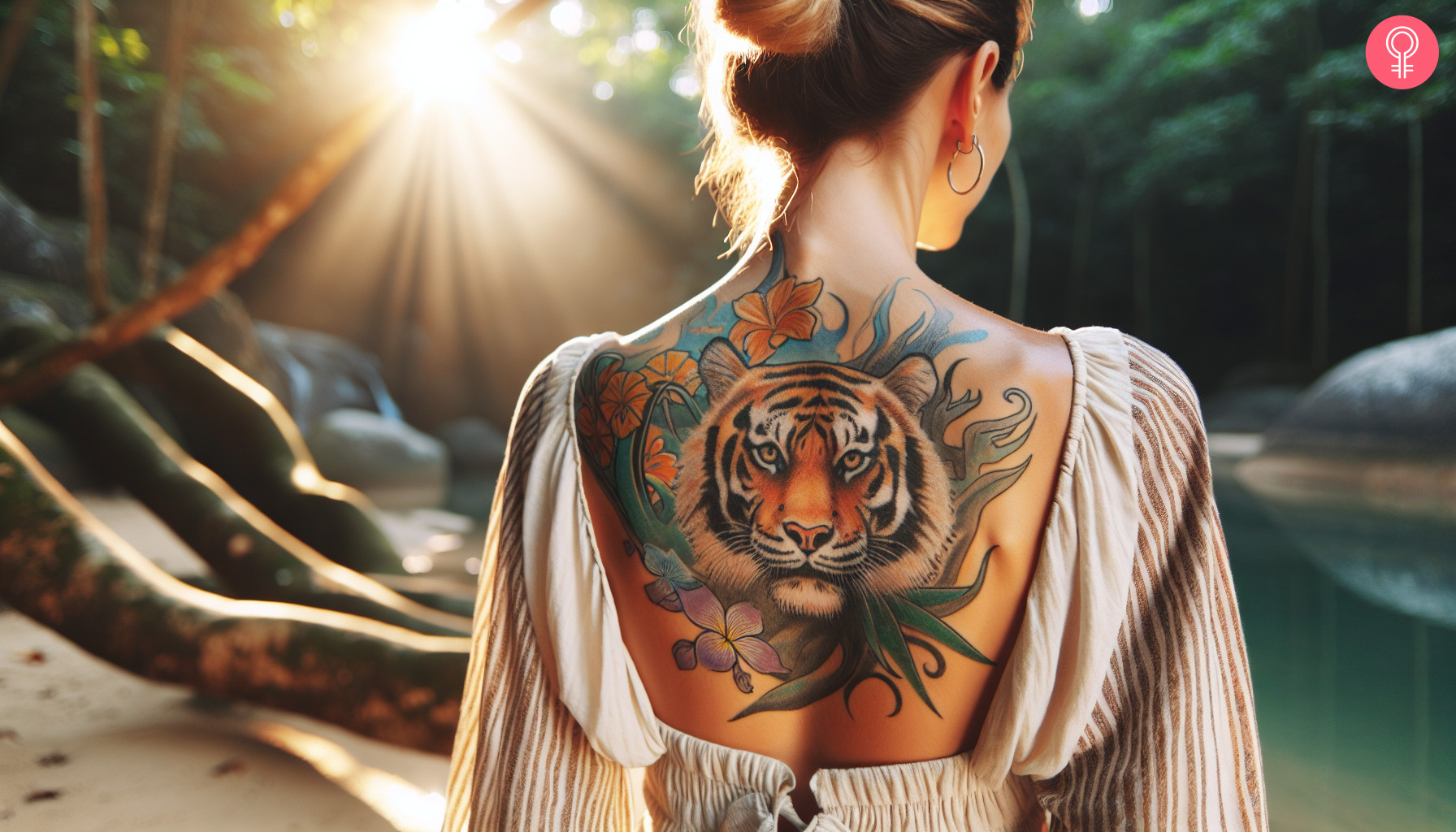 Japanese tiger tattoo on a woman’s back