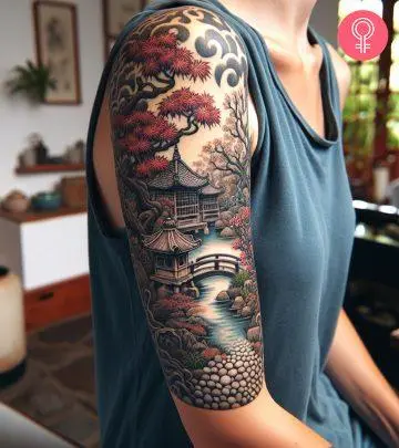 Japanese cloud tattoo on the shoulder