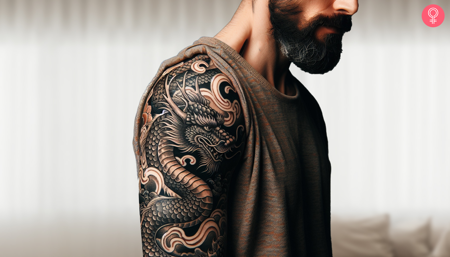 Japanese half-sleeve dragon tattoo on the upper arm