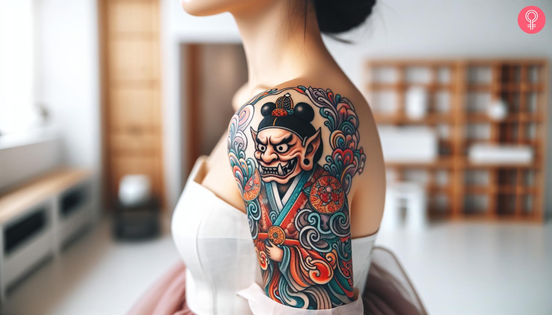 A Korean goblin tattoo on the shoulder