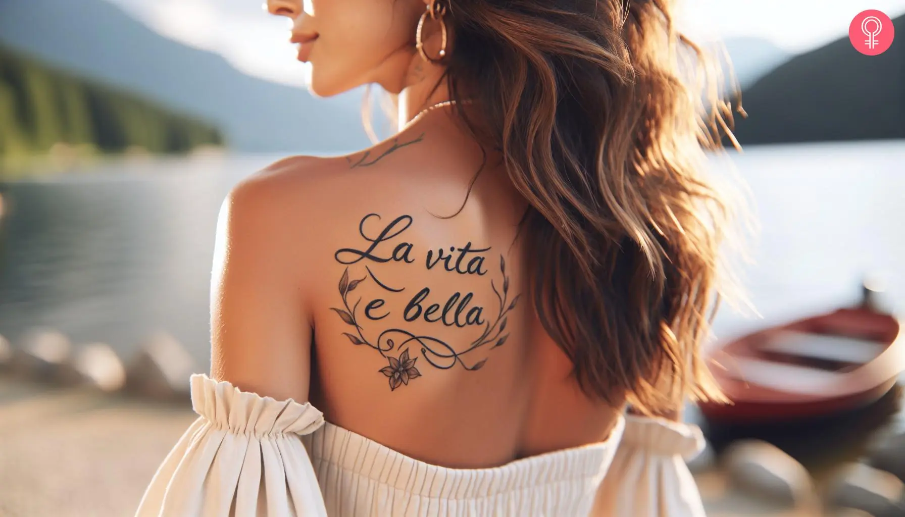 ‘Life Is Beautiful’ tattoo written in Italian on a woman’s shoulder