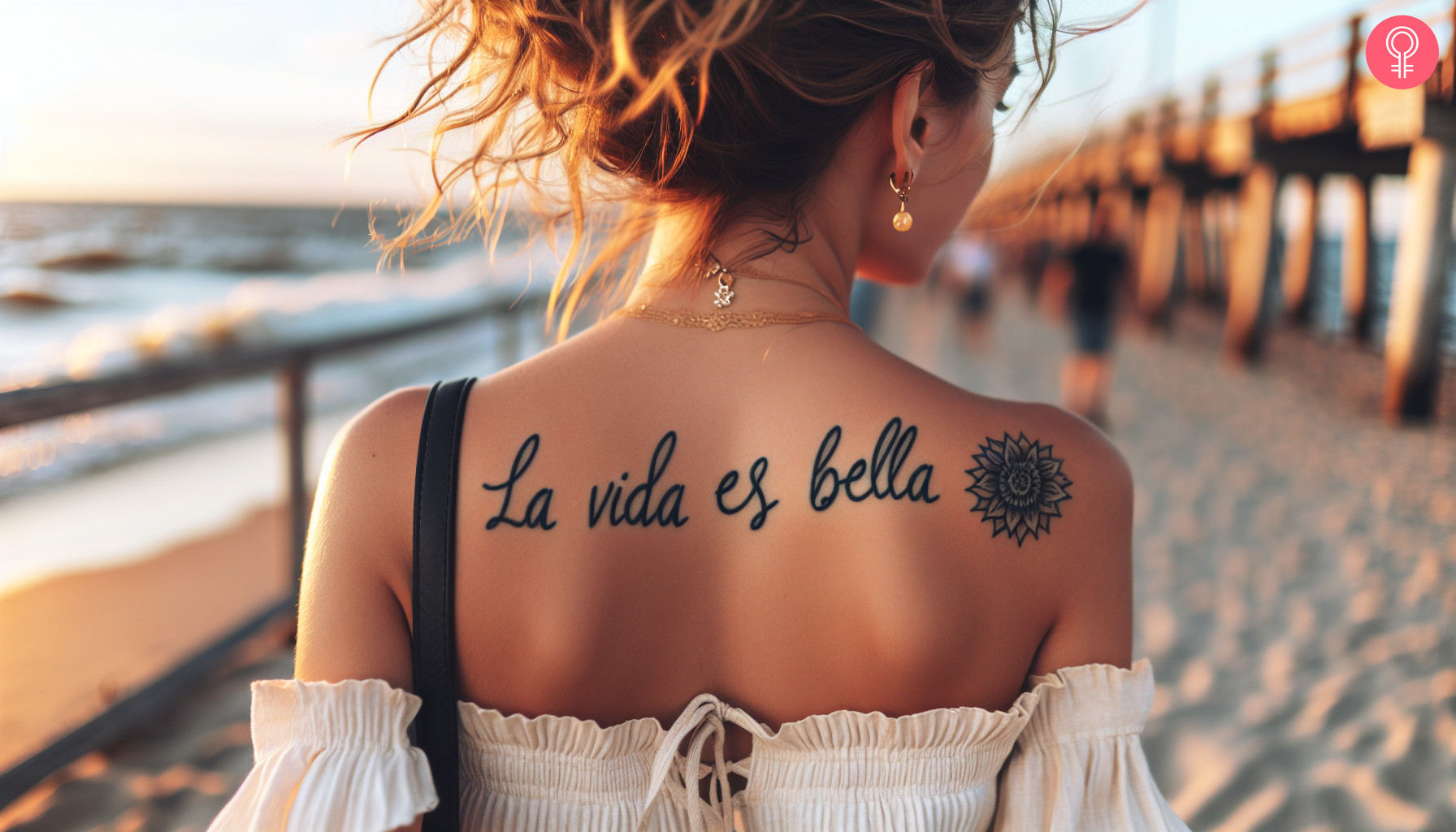 ‘Life Is Beautiful’ tattoo written in Spanish on a woman’s back