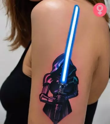 Star wars tattoo on a woman’s upper arm