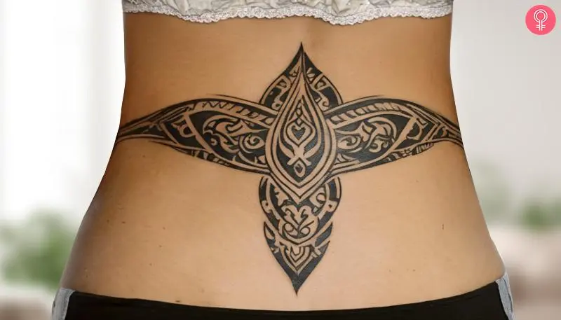 Tribal tattoo on the lower back