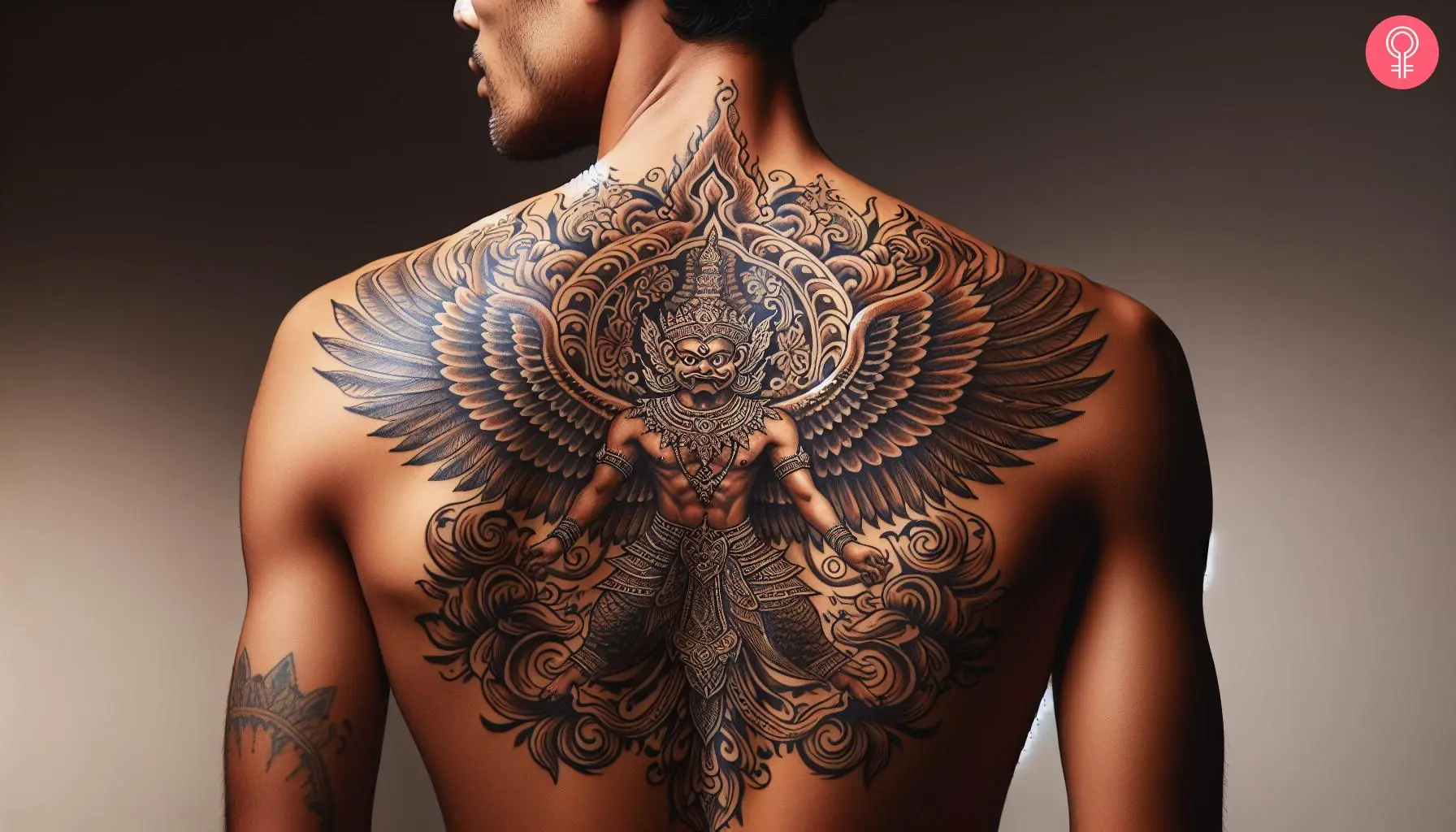 Man with Mahakumbh Garuda tattoo on his back