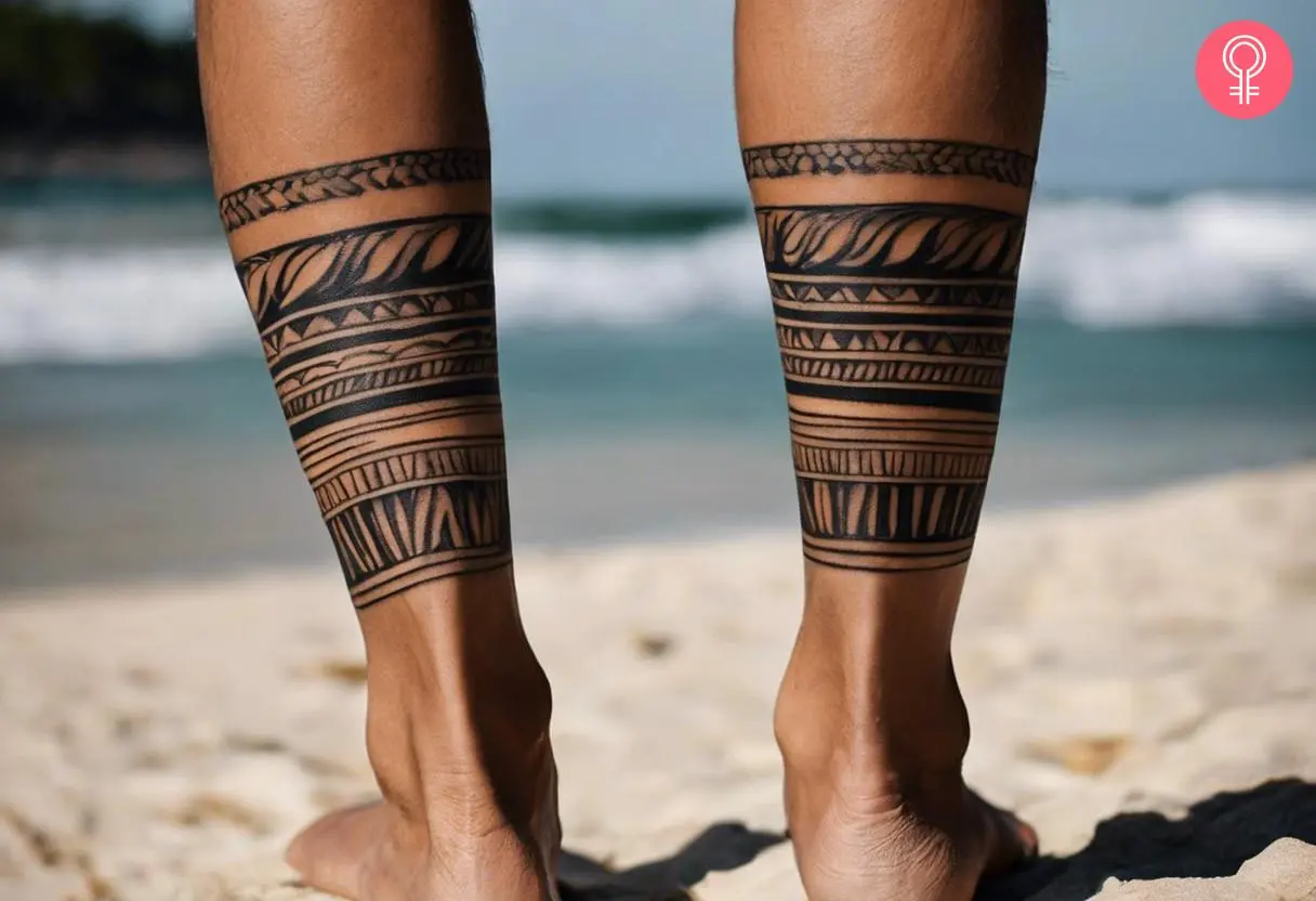 Male leg band tattoo