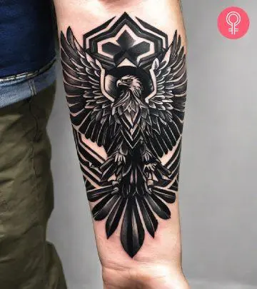 Heritage tattoo on the forearm of a woman