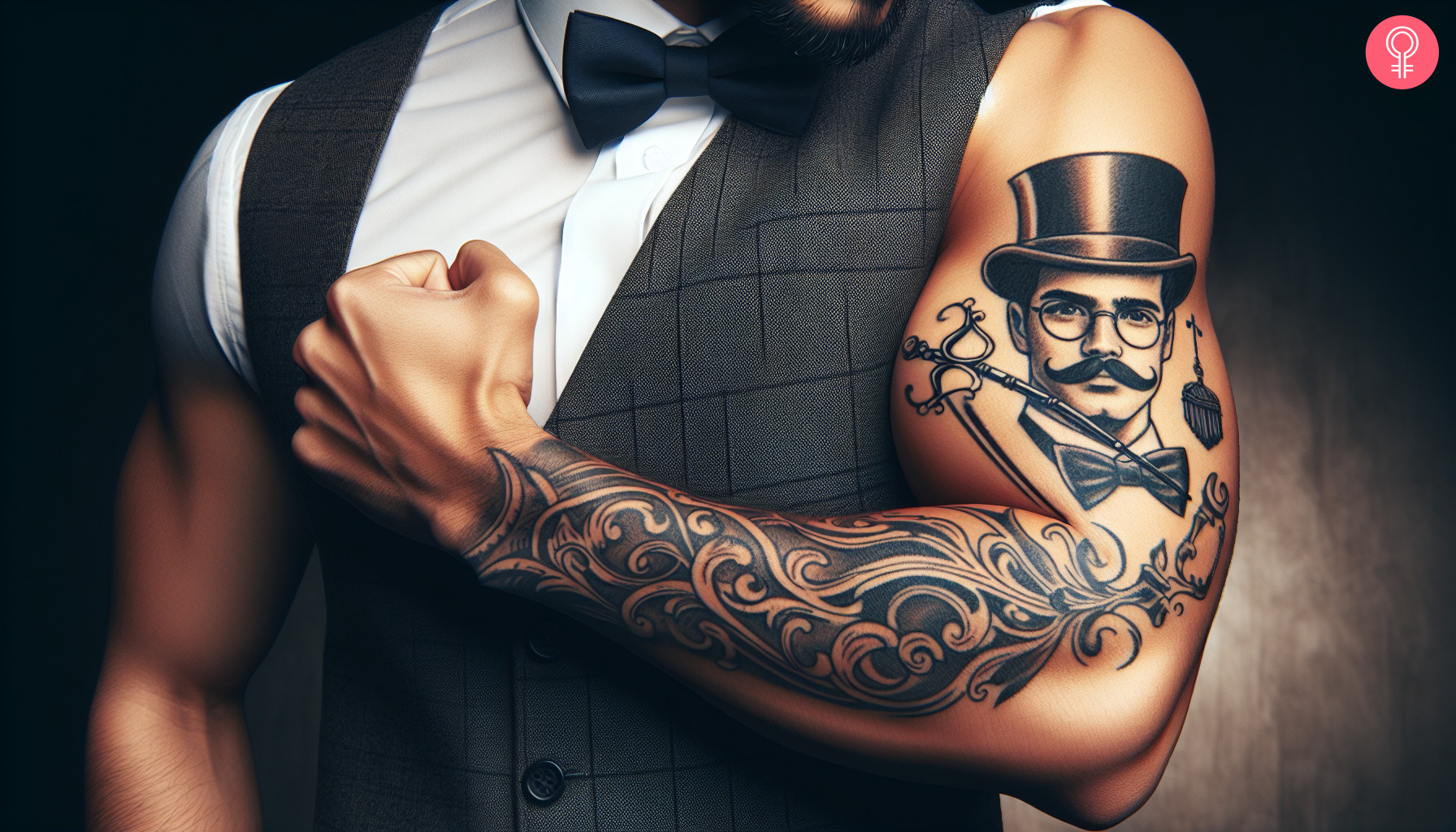 Man with gentleman bicep tattoo