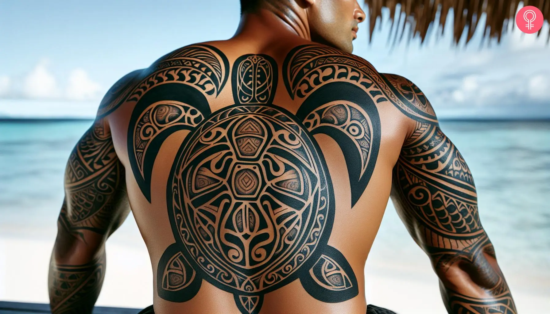 Man with polynesian marquesan tattoo on his back